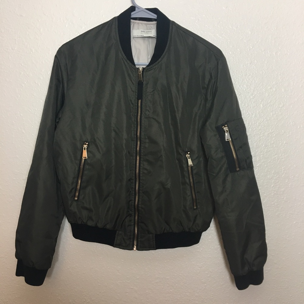 Zara Basic Green Outerwear Jacket - image 1